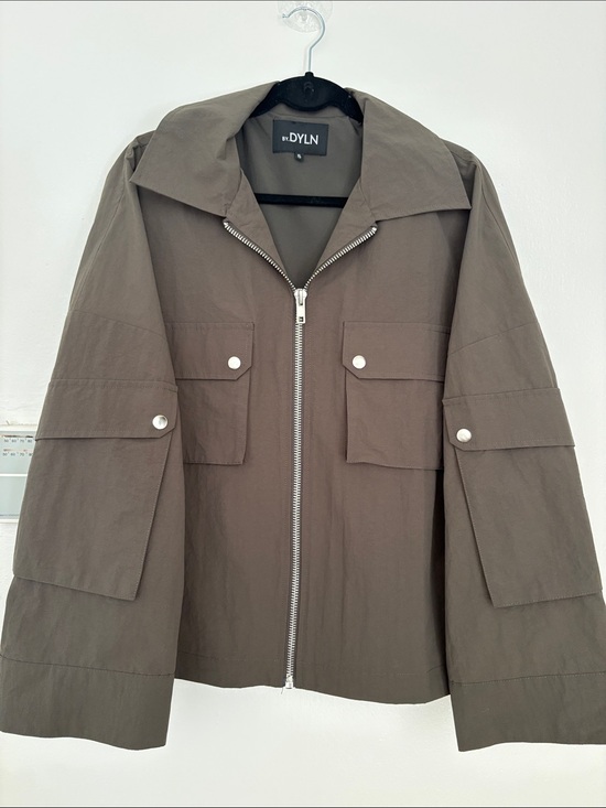 BY.DYLN Jackets & Blazers - DYLN Olive Utility Jacket with Zip Front